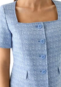 SQUARE NCK JCKT W/PCKTS & SLIM SKRT