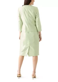 SHANTUNG 3 BTTN JCKT & SKIMMER SKIRT