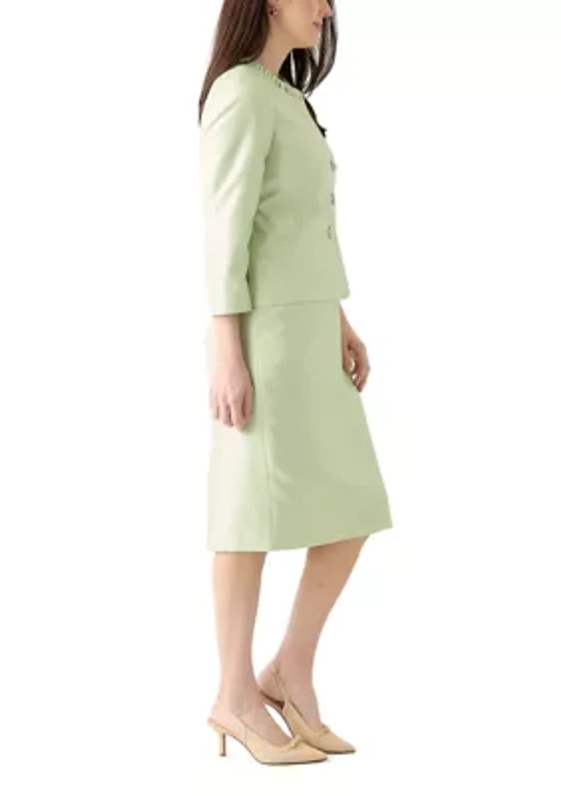 SHANTUNG 3 BTTN JCKT & SKIMMER SKIRT