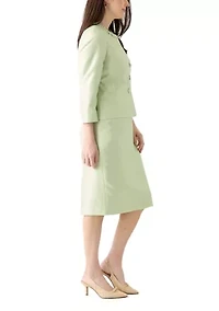 SHANTUNG 3 BTTN JCKT & SKIMMER SKIRT