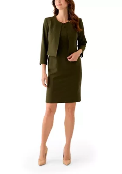 Open Jacket With Slit Sleeves & Empire Seamed Dress