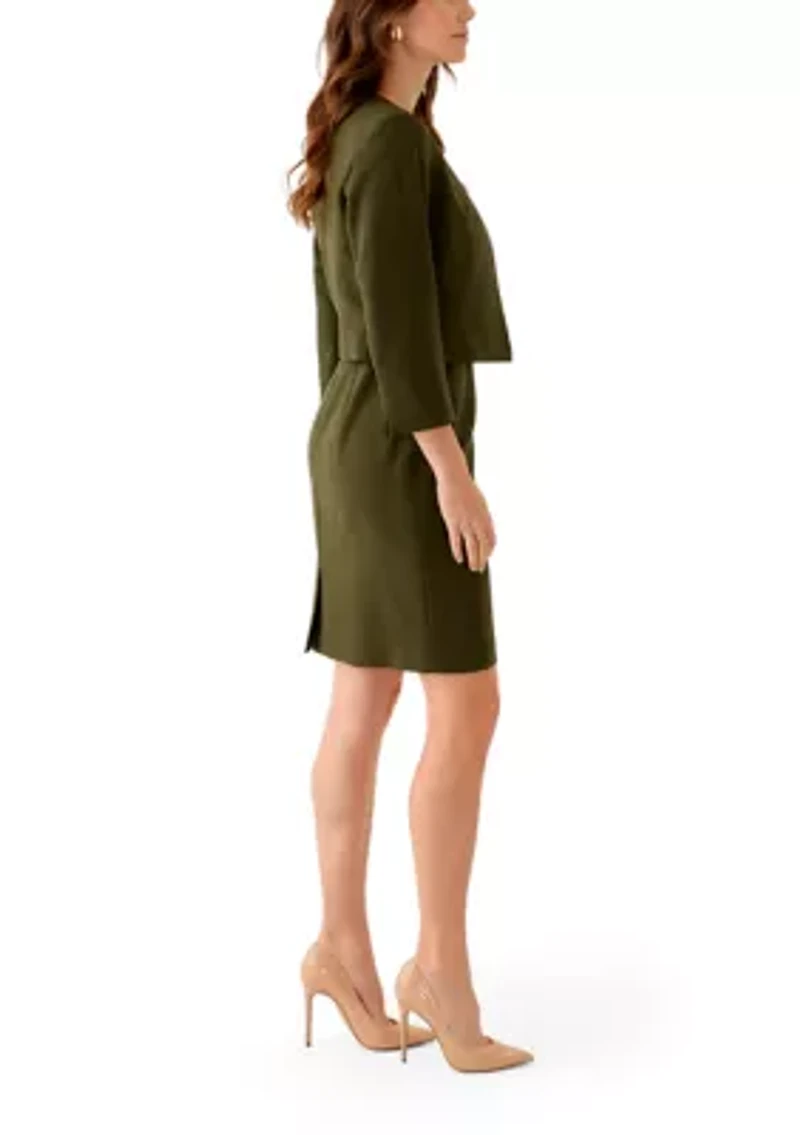Open Jacket With Slit Sleeves & Empire Seamed Dress