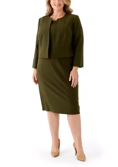 Open Jacket With Slit Sleeves & Empire Seamed Dress