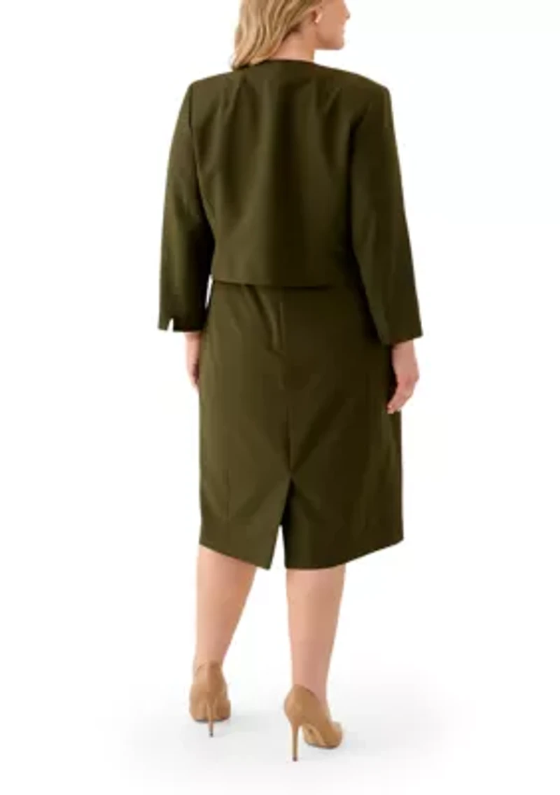 Open Jacket With Slit Sleeves & Empire Seamed Dress