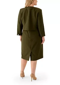 Open Jacket With Slit Sleeves & Empire Seamed Dress