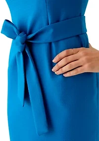 Stand Collar Three Quarter Sleeve Jacket & Belted Sheath Dress