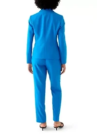 One Button Long Sleeve Jacket & Fly Front Slim Pant