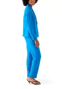 One Button Long Sleeve Jacket & Fly Front Slim Pant