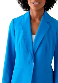 One Button Long Sleeve Jacket & Fly Front Slim Pant
