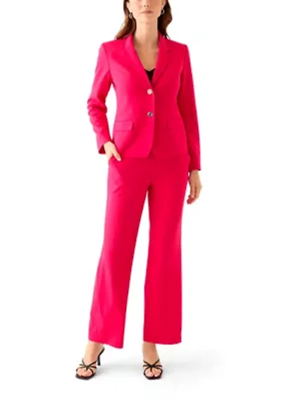 Two Button Three Quarter Sleeve Jacket & Pull On Elastic Back Trouser
