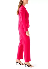 Two Button Three Quarter Sleeve Jacket & Pull On Elastic Back Trouser