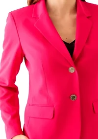 Two Button Three Quarter Sleeve Jacket & Pull On Elastic Back Trouser