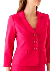 Three Button Long Sleeve Jacket & Ruffled Tiered Skirt