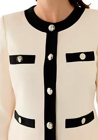 Jewel Neck Framed Jacket & Yoked Slim Skirt