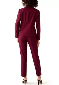 One Button Long Sleeve Jacket & Fly Front Slim Pant