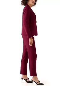 One Button Long Sleeve Jacket & Fly Front Slim Pant