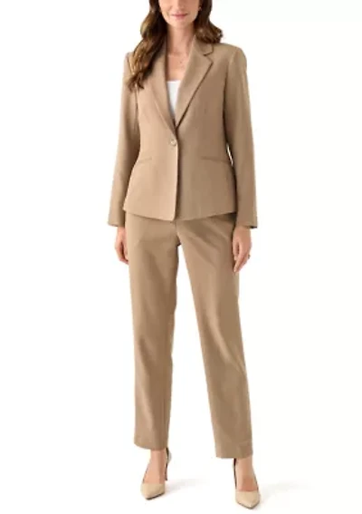 Pinstripe One Button Jacket & Fly Front Slim Pant