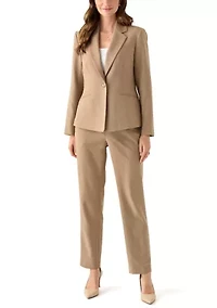 Pinstripe One Button Jacket & Fly Front Slim Pant