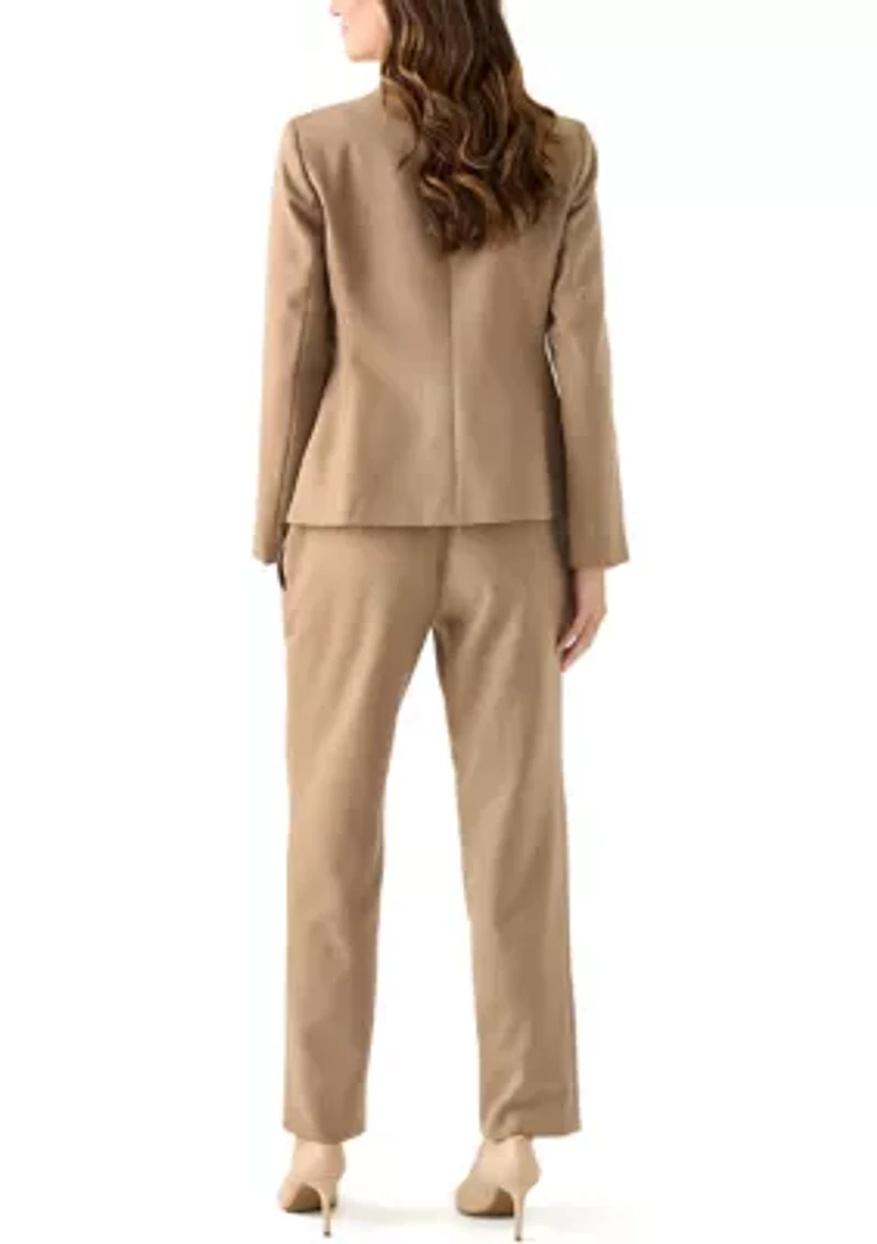 Pinstripe One Button Jacket & Fly Front Slim Pant