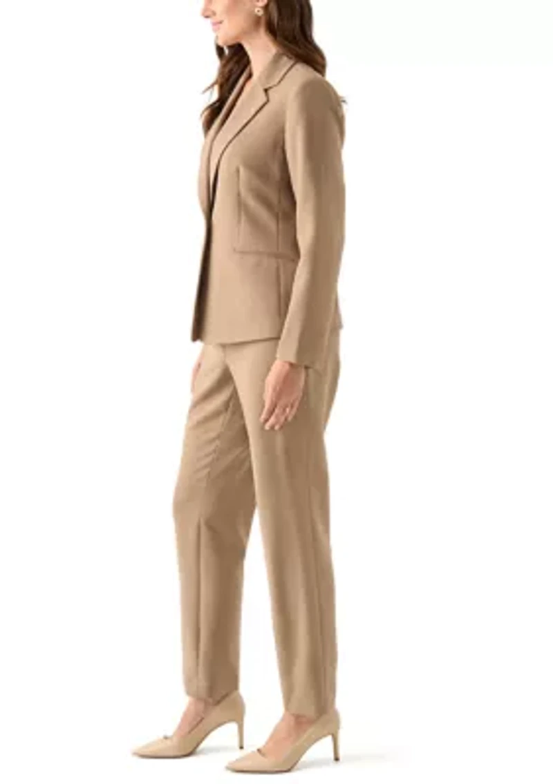 Pinstripe One Button Jacket & Fly Front Slim Pant