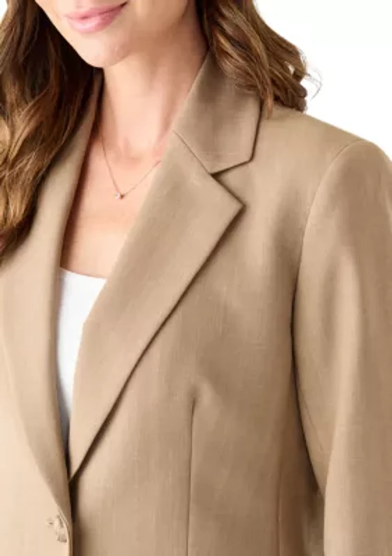 Pinstripe One Button Jacket & Fly Front Slim Pant