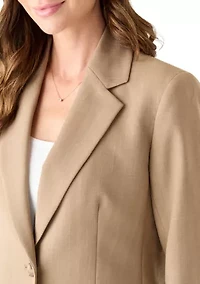 Pinstripe One Button Jacket & Fly Front Slim Pant