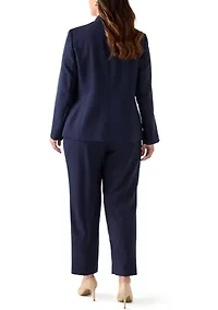 Pinstripe One Button Jacket & Fly Front Slim Pant