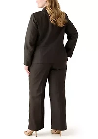 Plus Crosshatch Two Button Jacket with Inset Waist & Trouser