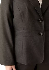 Plus Crosshatch Two Button Jacket with Inset Waist & Trouser