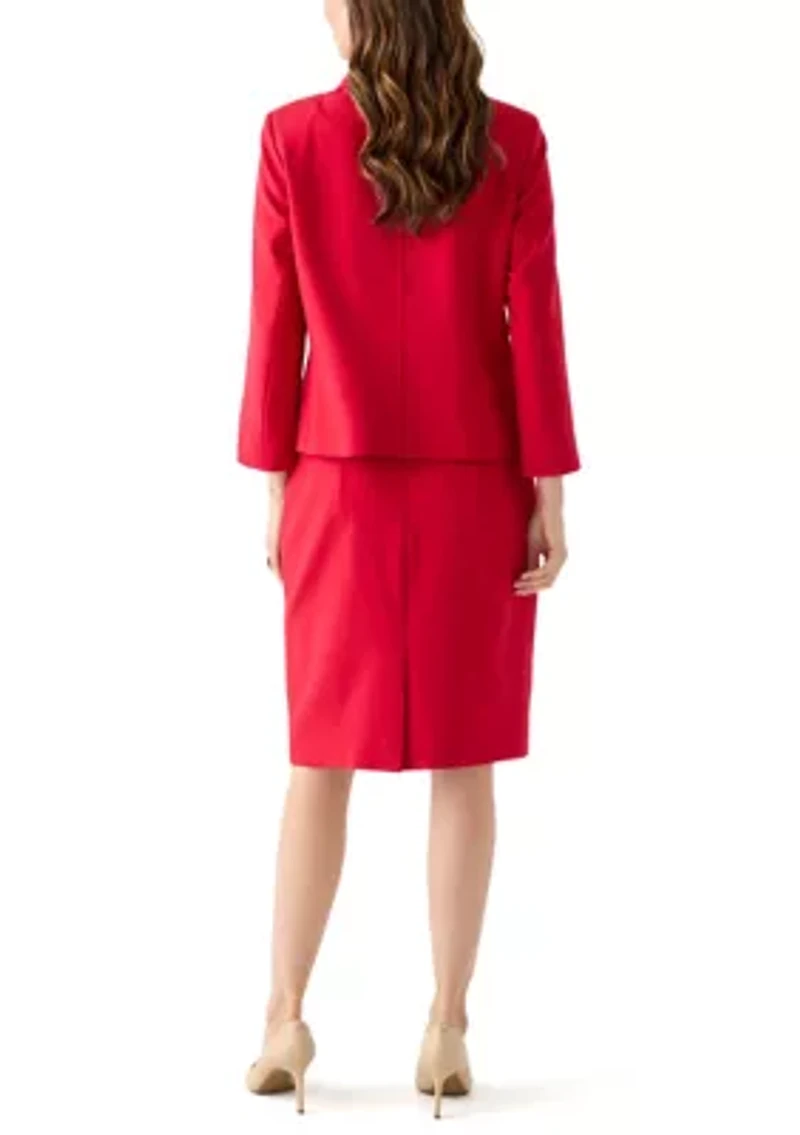 Four Button Jacket with Peter Pan Collar & Skirt