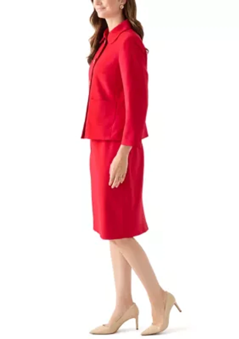Four Button Jacket with Peter Pan Collar & Skirt