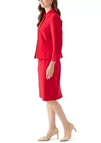 Four Button Jacket with Peter Pan Collar & Skirt