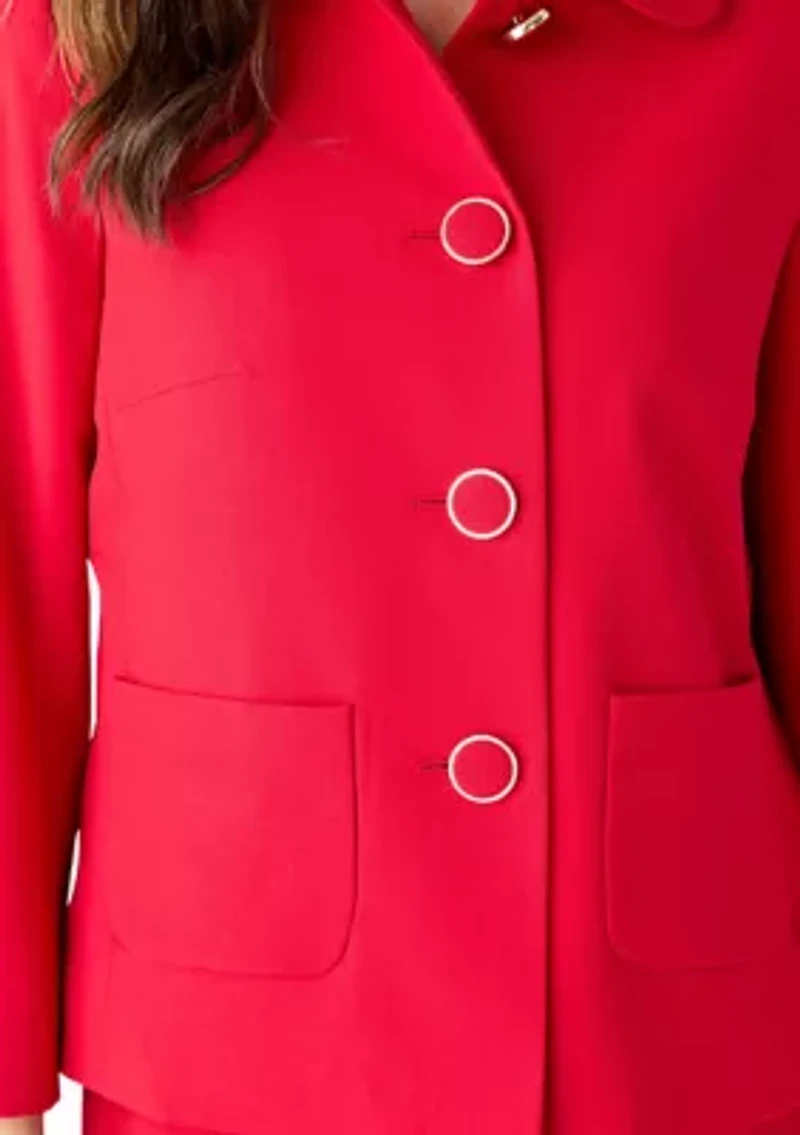 Four Button Jacket with Peter Pan Collar & Skirt