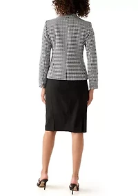 Houndstooth Jacket with Flap Pockets & Skirt