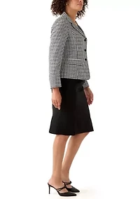 Houndstooth Jacket with Flap Pockets & Skirt