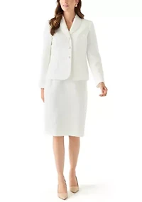 Jacquard Three Button Shawl Collar Jacket & Skirt