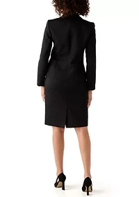 Jacquard Three Button Shawl Collar Jacket & Skirt