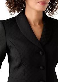 Jacquard Three Button Shawl Collar Jacket & Skirt