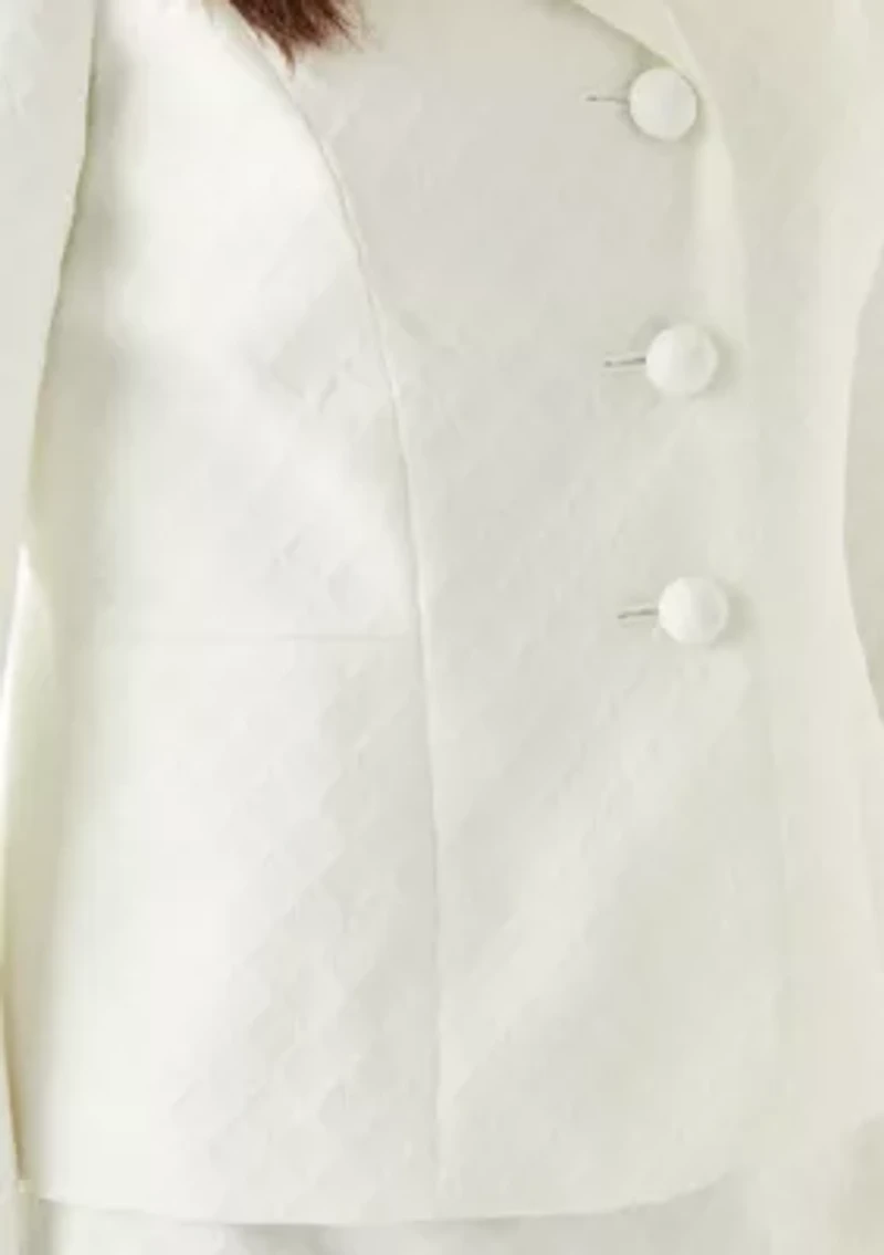 Jacquard Three Button Shawl Collar Jacket & Skirt