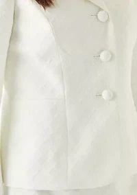 Jacquard Three Button Shawl Collar Jacket & Skirt