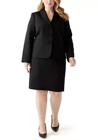 Jacquard Three Button Shawl Collar Jacket & Skirt