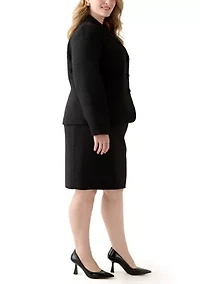 Jacquard Three Button Shawl Collar Jacket & Skirt