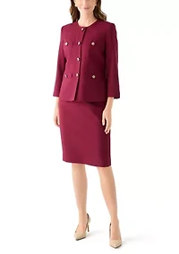 Tonal Jewel Neck Jacket & Skirt