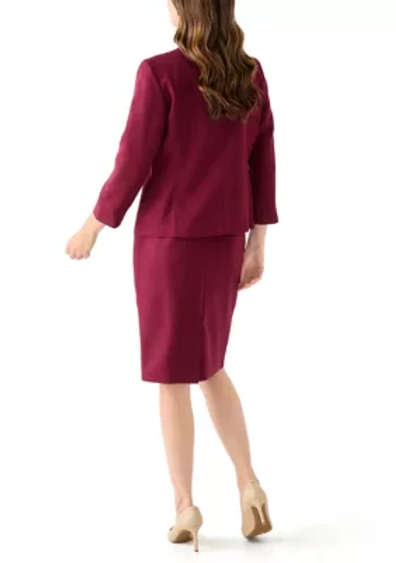 Tonal Jewel Neck Jacket & Skirt