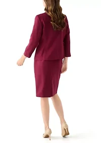 Tonal Jewel Neck Jacket & Skirt