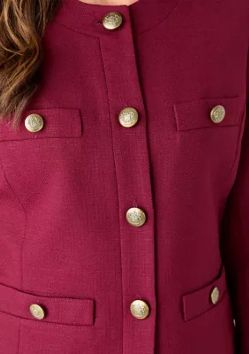 Tonal Jewel Neck Jacket & Skirt