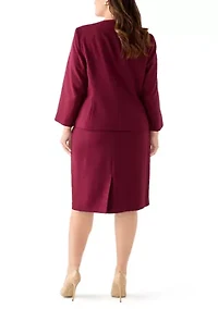 Tonal Jewel Neck Jacket & Skirt