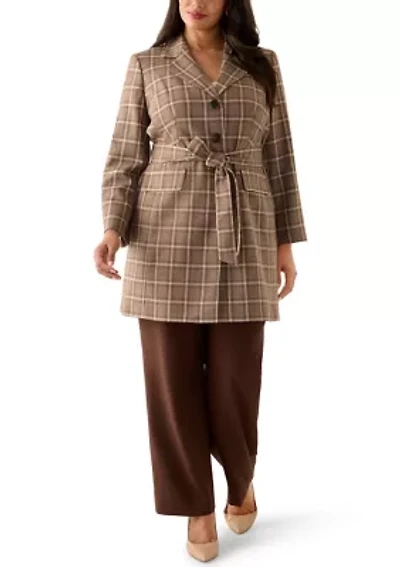 Plaid Trench & Wide Leg Pant