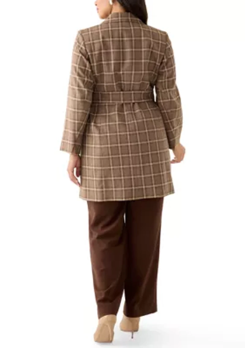 Plaid Trench & Wide Leg Pant