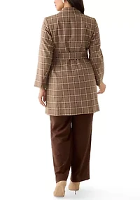 Plaid Trench & Wide Leg Pant